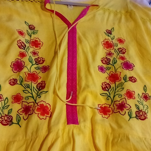 Pioneer Woman Embroidered Ruffle Hem Blouse Sz 3 x - Picture 2 of 8